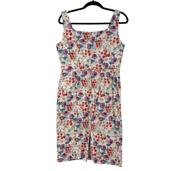 Ann Taylor Sheath Dress Size 4 Floral Knee Length Colorful Sleeveless Textured - Picture 9 of 9